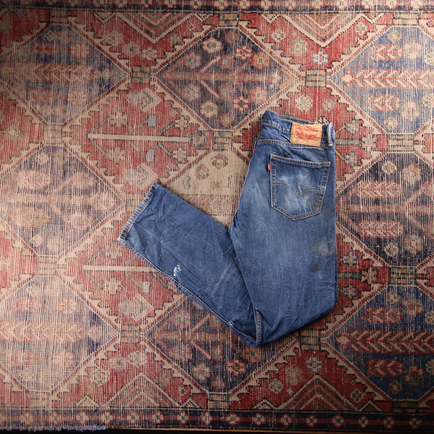 Levi's 505 Red Tab W30 L32 Straight Leg Regular Fit Blue Denim Jeans