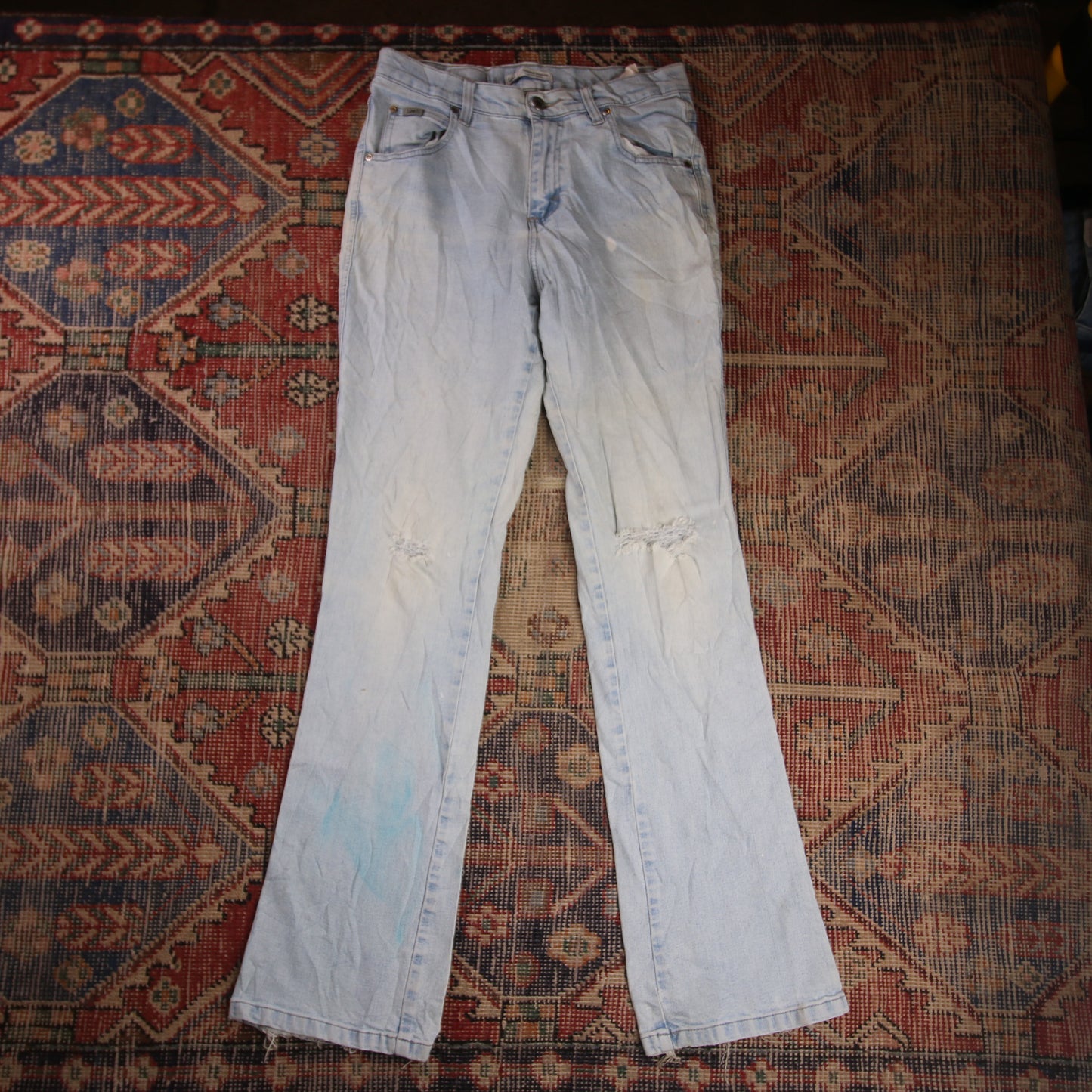 Lee W30 L32 Straight Leg Relaxed Fit Classic Ripped Style Blue Denim Jeans