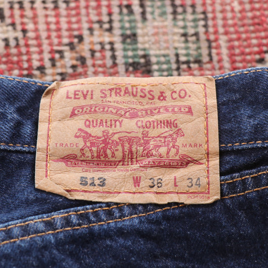 Levi's 513 Red Tab W34 L33 Straight Leg Slim Fit Blue Denim Jeans