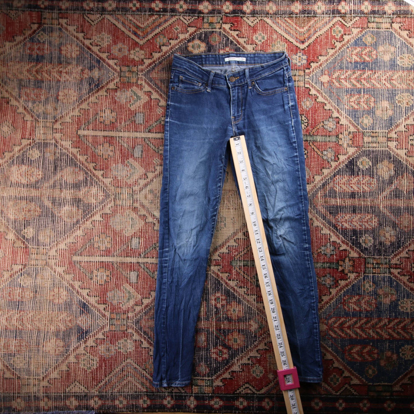 Levi's 711 Red Tab W26 L28 Skinny Blue Denim Jeans