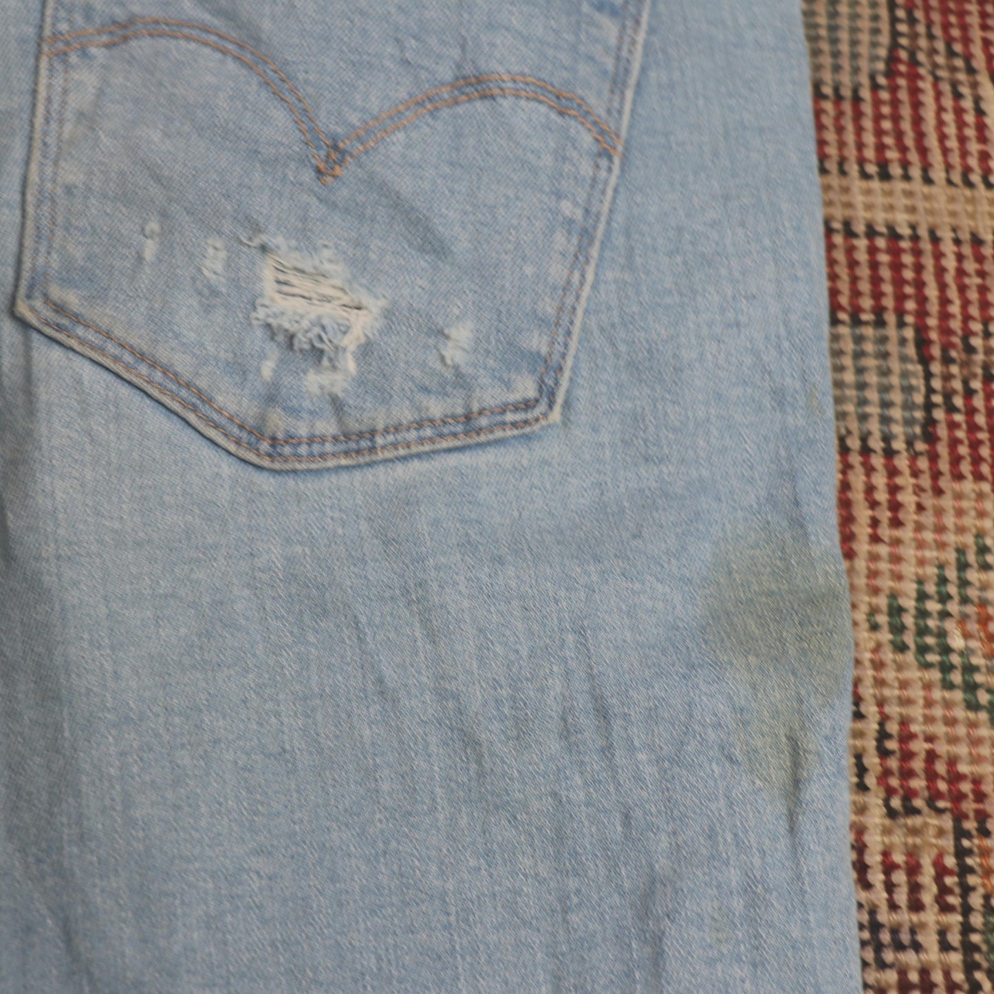 Levi's 711 W32 L30 Skinny Classic Ripped Style Blue Denim Jeans