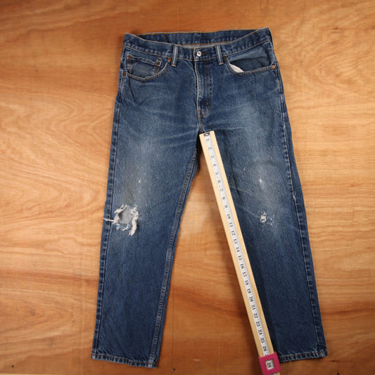 Levi's 505 Red Tab W34 L28 Straight Leg Regular Fit Blue Denim Jeans