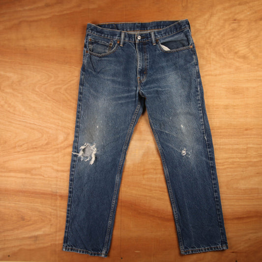 Levi's 505 Red Tab W34 L28 Straight Leg Regular Fit Blue Denim Jeans