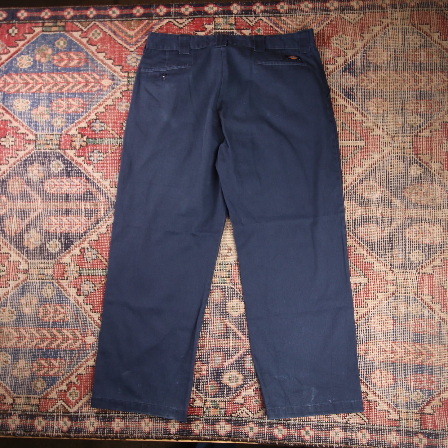 Dickies W38 L30 Straight Leg Relaxed Fit Blue Cotton Blend Trousers