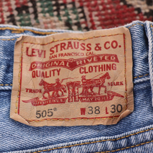 Levi's 505 W38 L30 Straight Leg Regular Fit Blue Denim Jeans