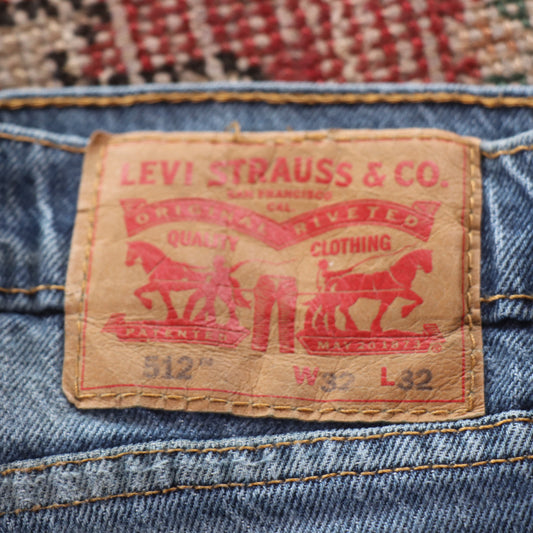 Levi's 512 Red Tab W32 L30 Tapered Leg Slim Fit Blue Denim Jeans
