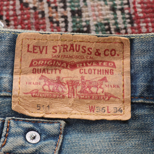 Levi's 511 Red Tab W36 L33 Slim Fit Blue Denim Jeans