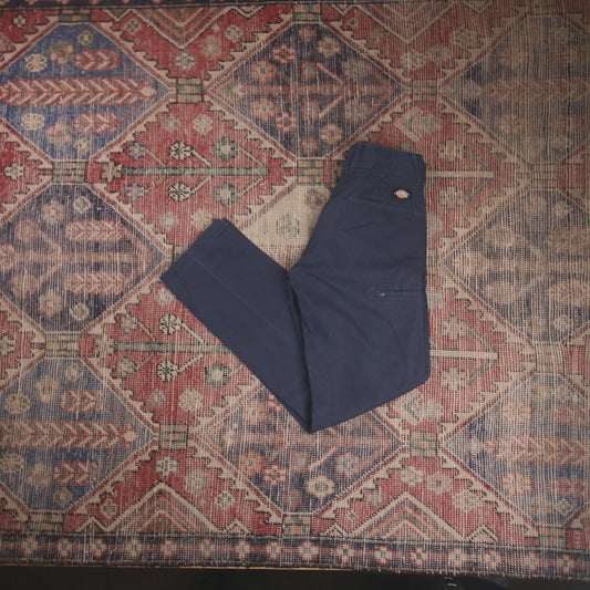 Dickies W26 L30 Straight Leg Blue Cotton Blend Trousers