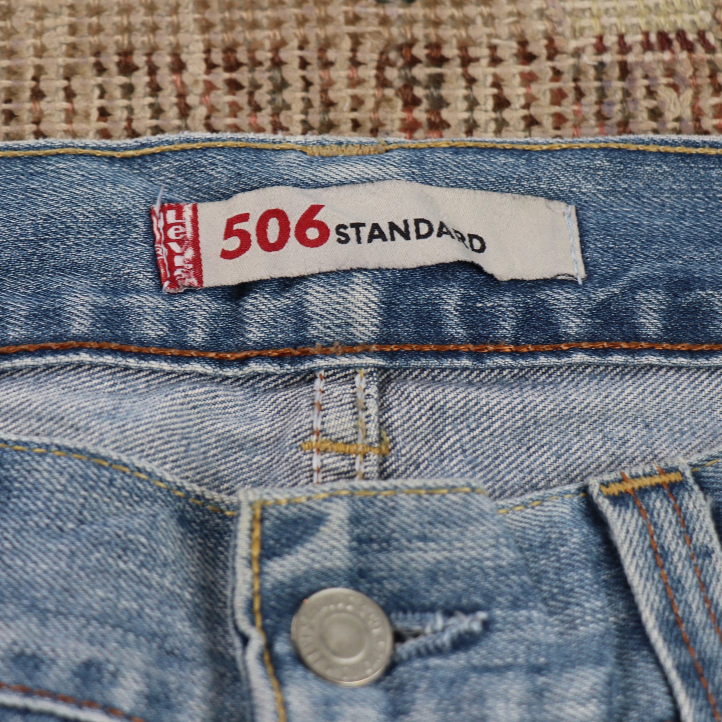 Levi's 506 W36 L33 Straight Leg Classic Ripped Style Blue Denim Jeans