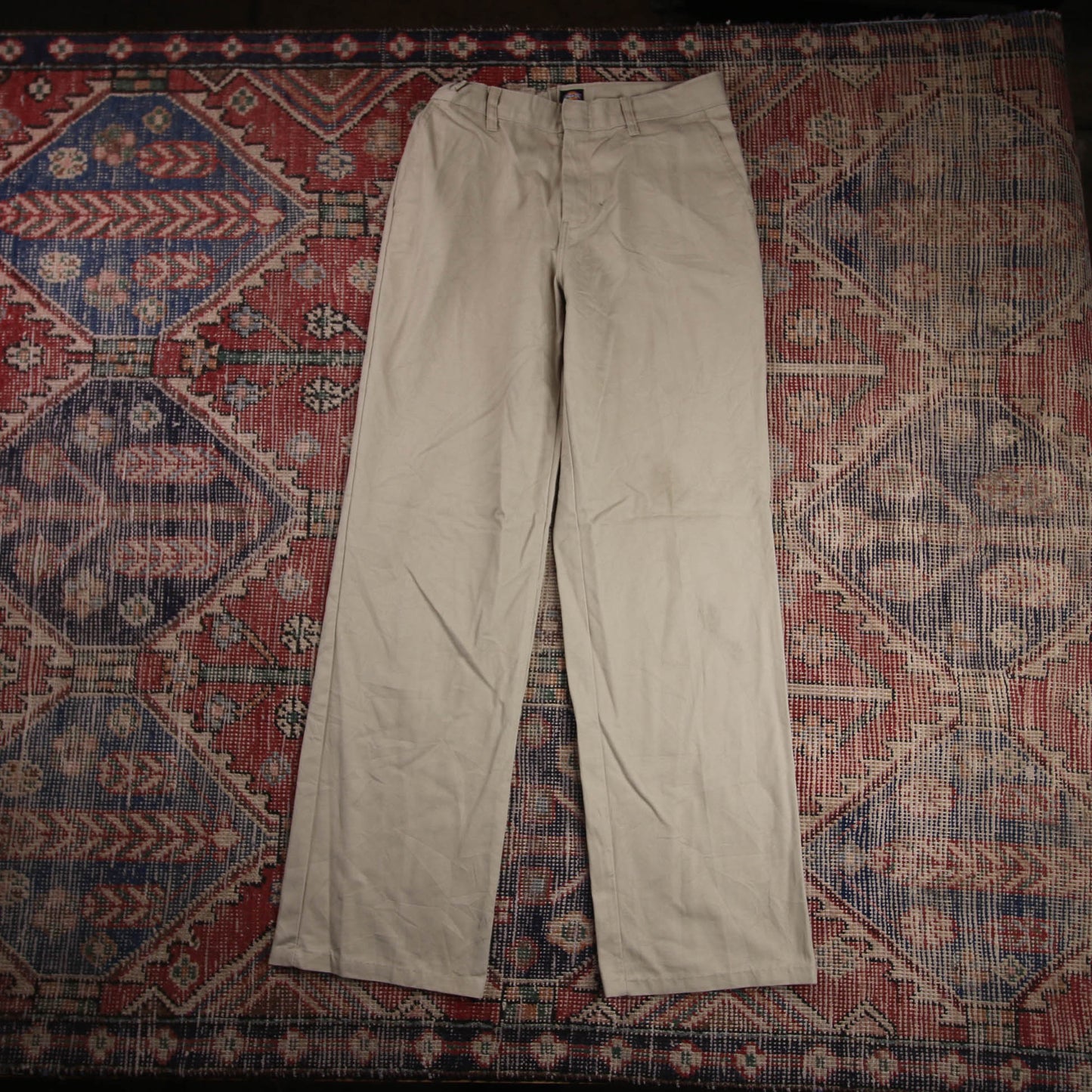 Dickies W28 L30 Straight Leg Beige Cotton Blend Trousers