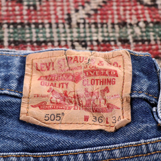 Levi's 505 Red Tab W36 L32 Straight Leg Regular Fit Blue Denim Jeans