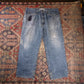 Lee W38 L27 Straight Leg Relaxed Fit Classic Ripped Style Blue Denim Jeans