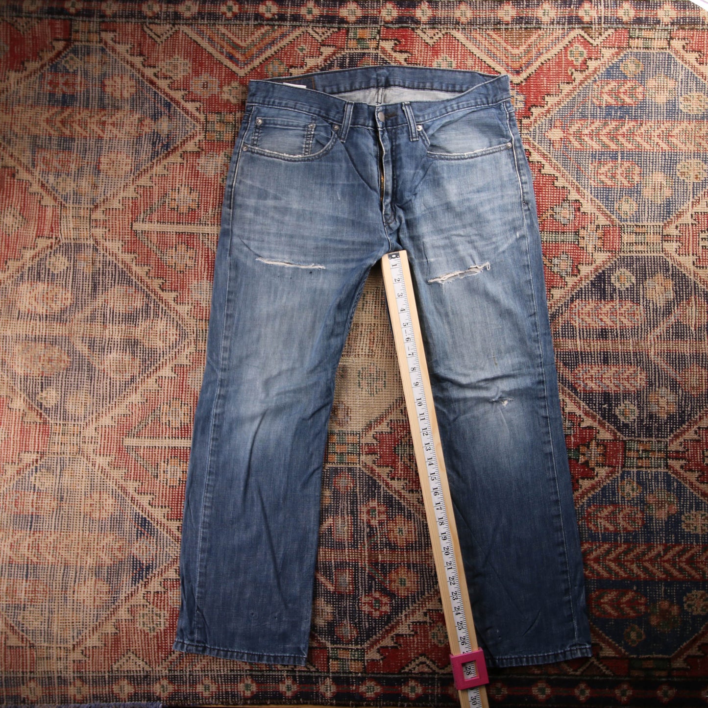 Levi's 559 Red Tab W34 L30 Straight Leg Relaxed Fit Classic Ripped Style Blue De