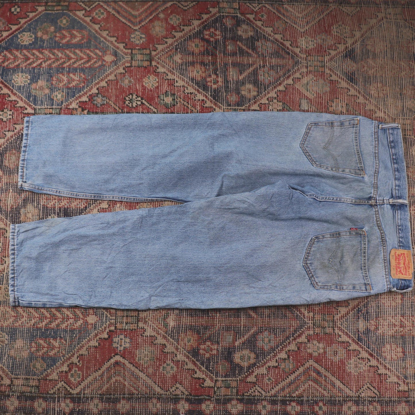 Levi's 550 W34 L28 Tapered Leg Relaxed Fit Classic Ripped Style Blue Denim Jeans