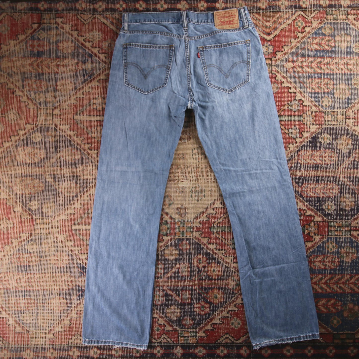 Levi's 505 Red Tab W34 L33 Straight Leg Regular Fit Blue Denim Jeans