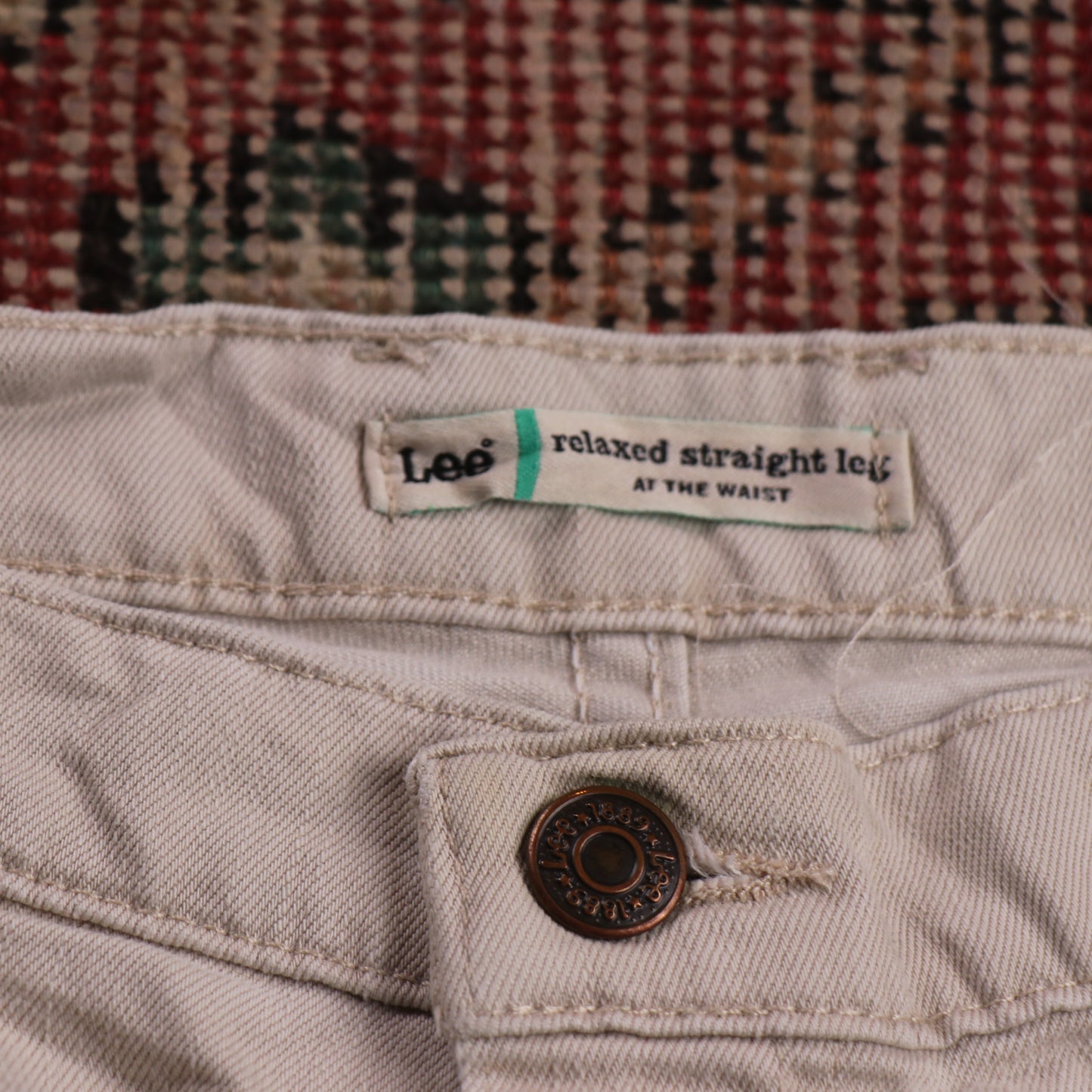Lee W34 L28 Straight Leg Loose Fit Beige Denim Jeans