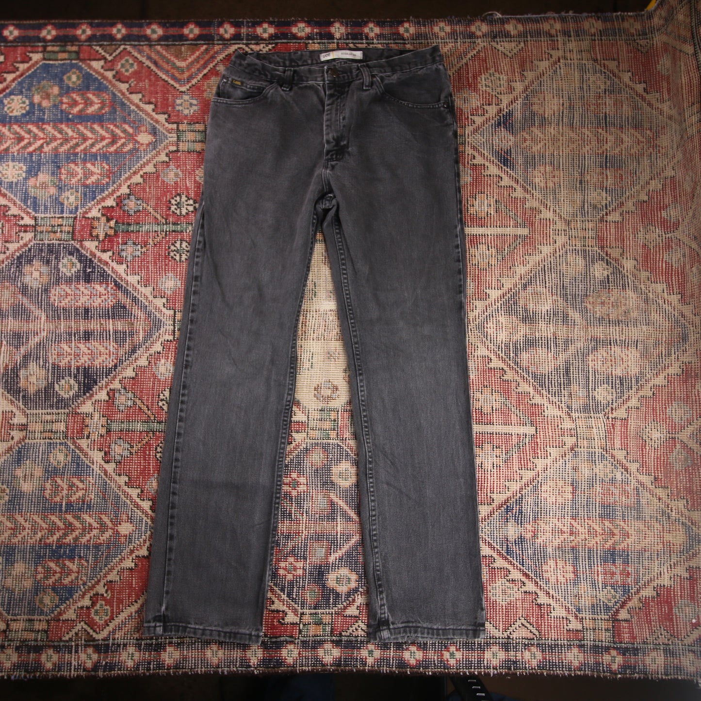 Lee W32 L31 Straight Leg Regular Fit Black Denim Jeans