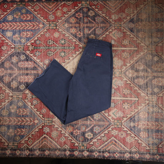 Dickies W26 L27 Straight Leg Blue Cotton Blend Trousers