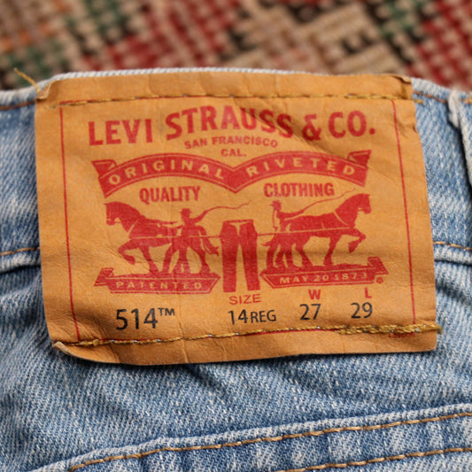 Levi's 514 W26 L28 Straight Leg Blue Denim Jeans