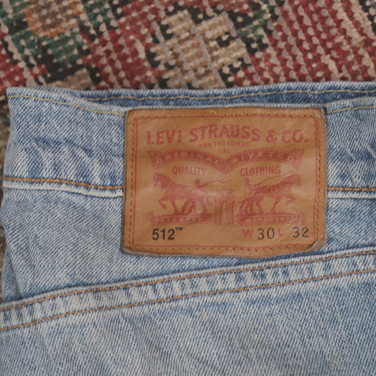 Levi's 512 W30 L29 Tapered Leg Slim Fit Classic Ripped Style Blue Denim Jeans