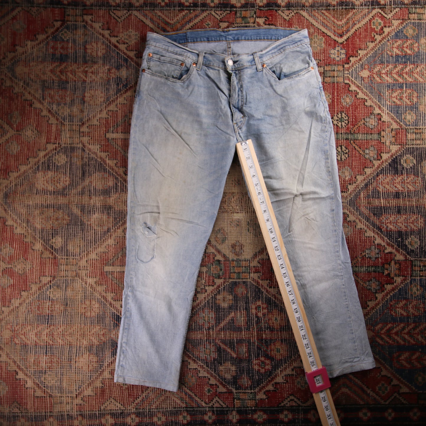 Levi's 501 Red Tab W36 L27 Original Fit Classic Ripped Style Blue Denim Jeans