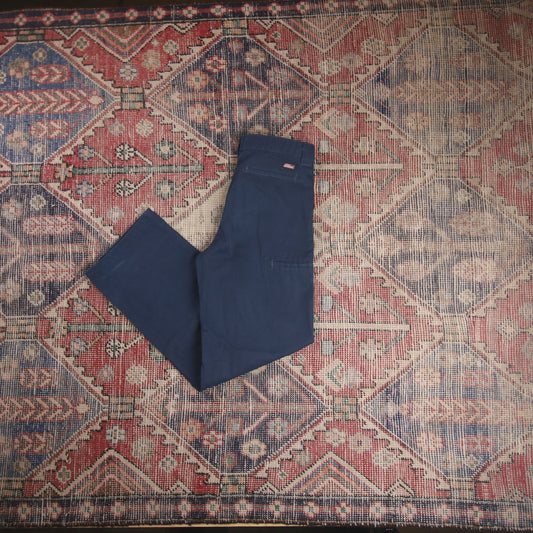 Dickies Double Knee W28 L28 Straight Leg Blue Cotton Blend Trousers