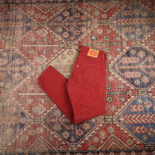 Levi's 512 W30 L28 Tapered Leg Slim Fit Red Denim Jeans