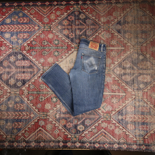 Levi's 511 W32 L30 Slim Fit Classic Ripped Style Blue Denim Jeans