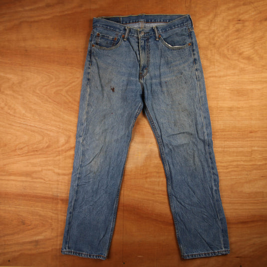 Levi's 505 Red Tab W34 L28 Straight Leg Regular Fit Blue Denim Jeans