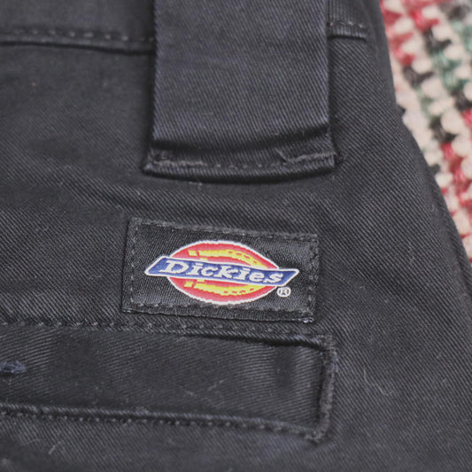 Dickies Double Knee W26 L29 Skinny Black Cotton Blend Trousers