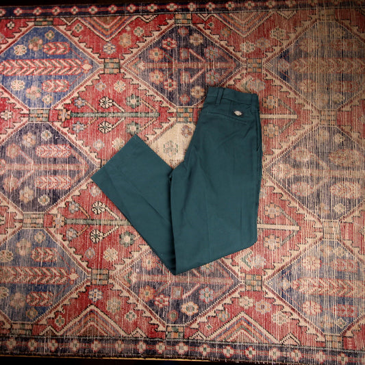 Dickies W26 L30 Straight Leg Green Cotton Blend Trousers