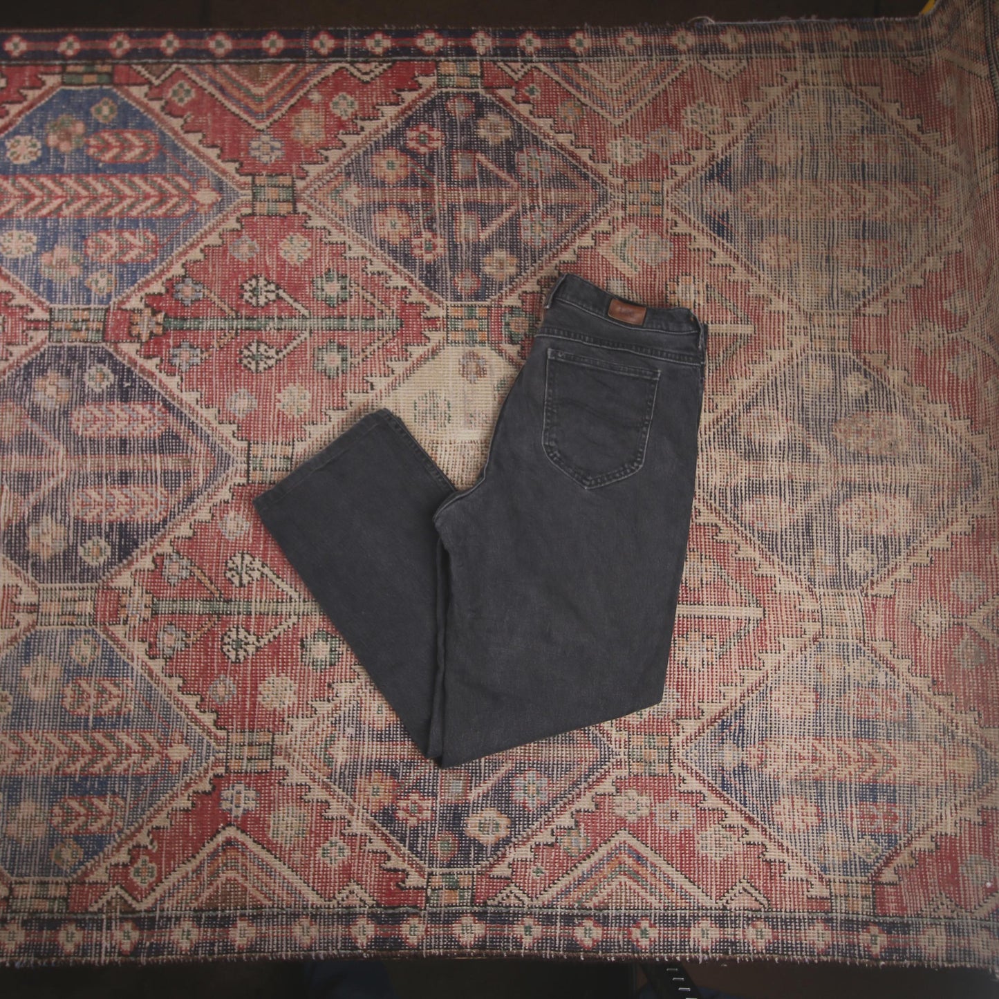 Lee W32 L28 Straight Leg Relaxed Fit Black Denim Jeans