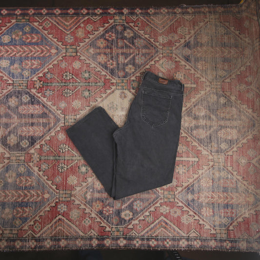 Lee W32 L28 Straight Leg Relaxed Fit Black Denim Jeans