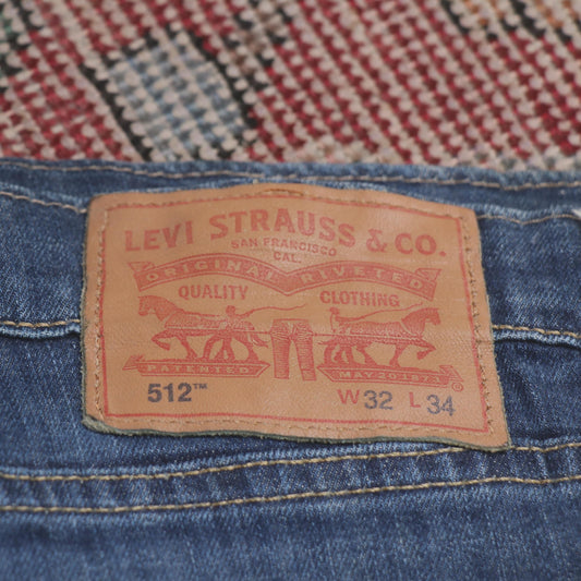 Levi's 512 W34 L32 Tapered Leg Slim Fit Blue Denim Jeans