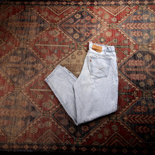 Levi's 501 Orange Tab W34 L28 Original Fit Blue Denim Jeans