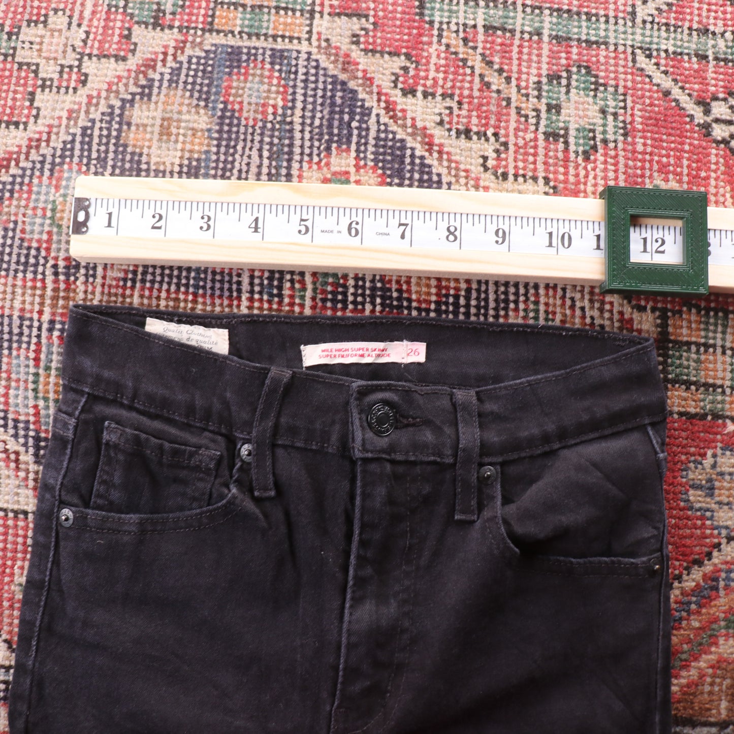 Levi's 306 Black Tab W24 L29 Super Skinny Classic Ripped Style Black Denim Jeans