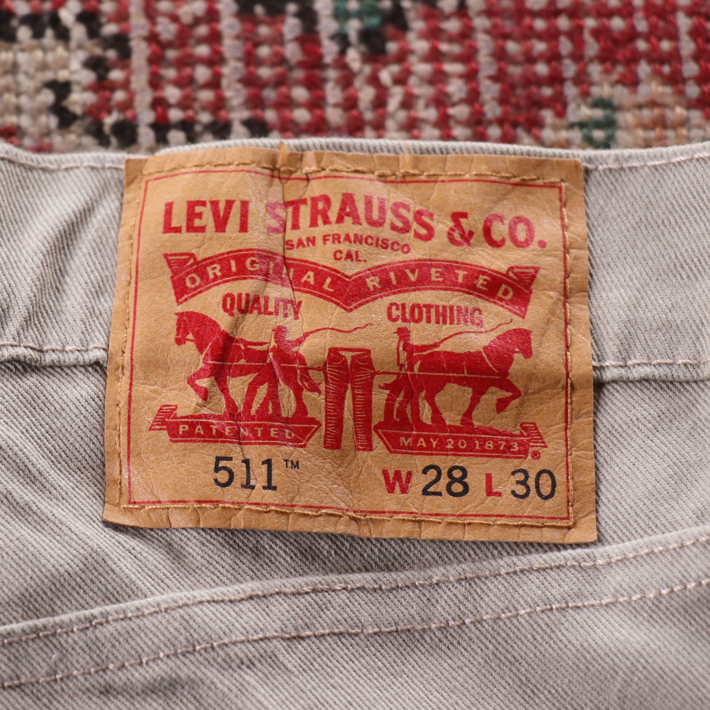 Levi's 511 Red Tab W32 L25 Slim Fit Beige Denim Jeans
