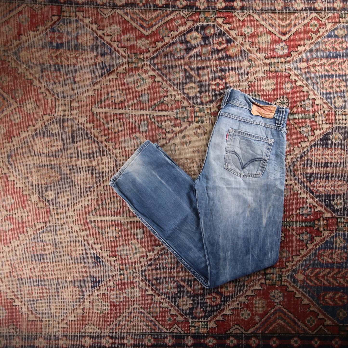 Levi's 506 Red Tab W34 L34 Straight Leg Classic Ripped Style Blue Denim Jeans