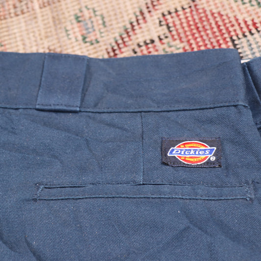 Dickies W34 L24 Straight Leg Navy Cotton Blend Trousers