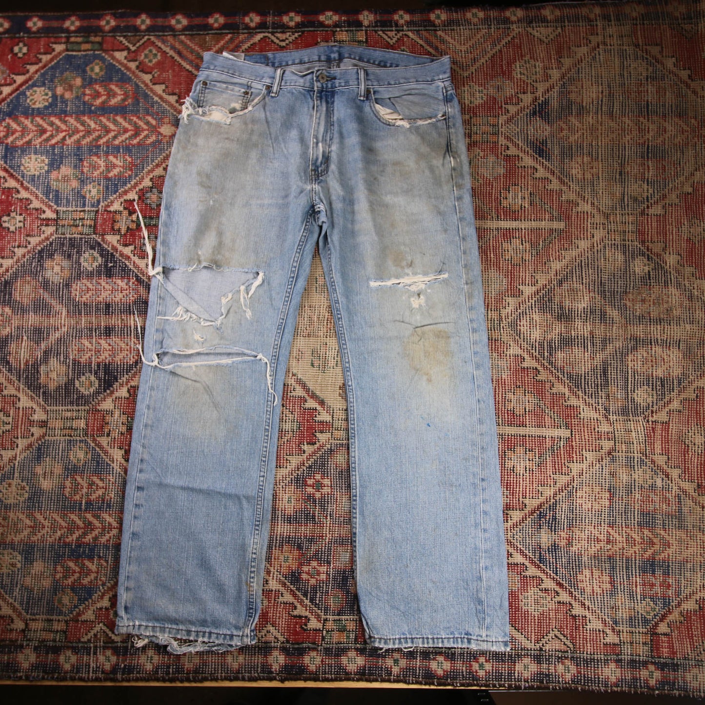 Levi's 569 W36 L30 Straight Leg Loose Fit Classic Ripped Style Blue Denim Jeans