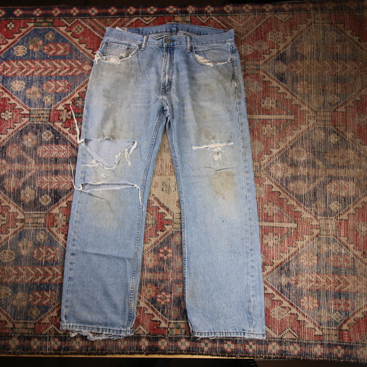 Levi's 569 W36 L30 Straight Leg Loose Fit Classic Ripped Style Blue Denim Jeans