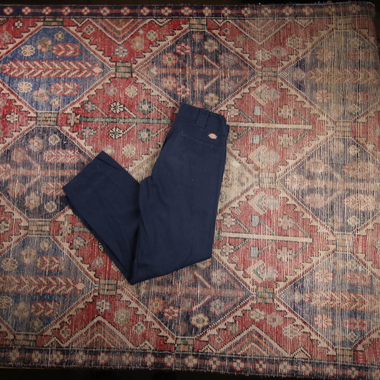 Dickies W28 L28 Straight Leg Slim Fit Blue Cotton Blend Trousers