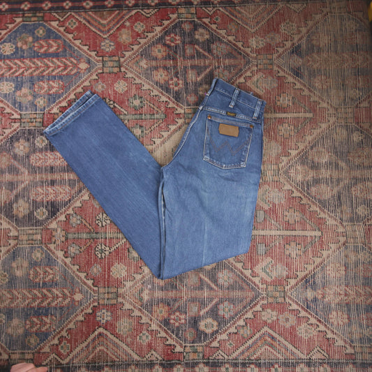 Wrangler W28 L35 Wide-Leg Blue Denim Jeans