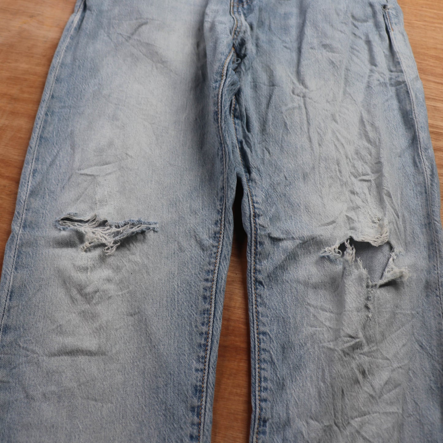 Levi's 501 Red Tab W32 L29 Original Fit Classic Ripped Style Blue Denim Jeans