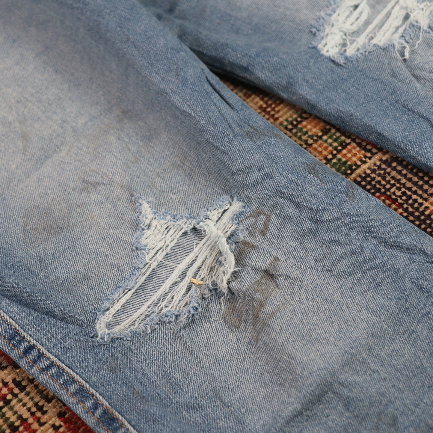 Levi's Signature W34 L25 Boyfriend Classic Ripped Style Blue Denim Jeans