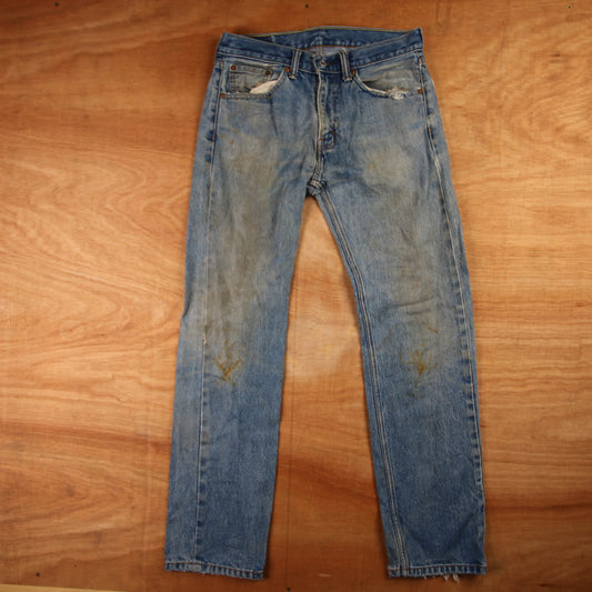 Levi's 505 Red Tab W30 L30 Straight Leg Regular Fit Blue Denim Jeans