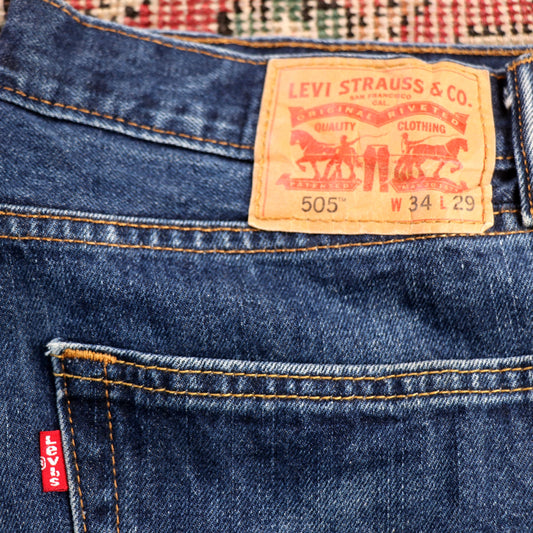Levi's 505 W36 L28 Straight Leg Regular Fit Blue Denim Jeans