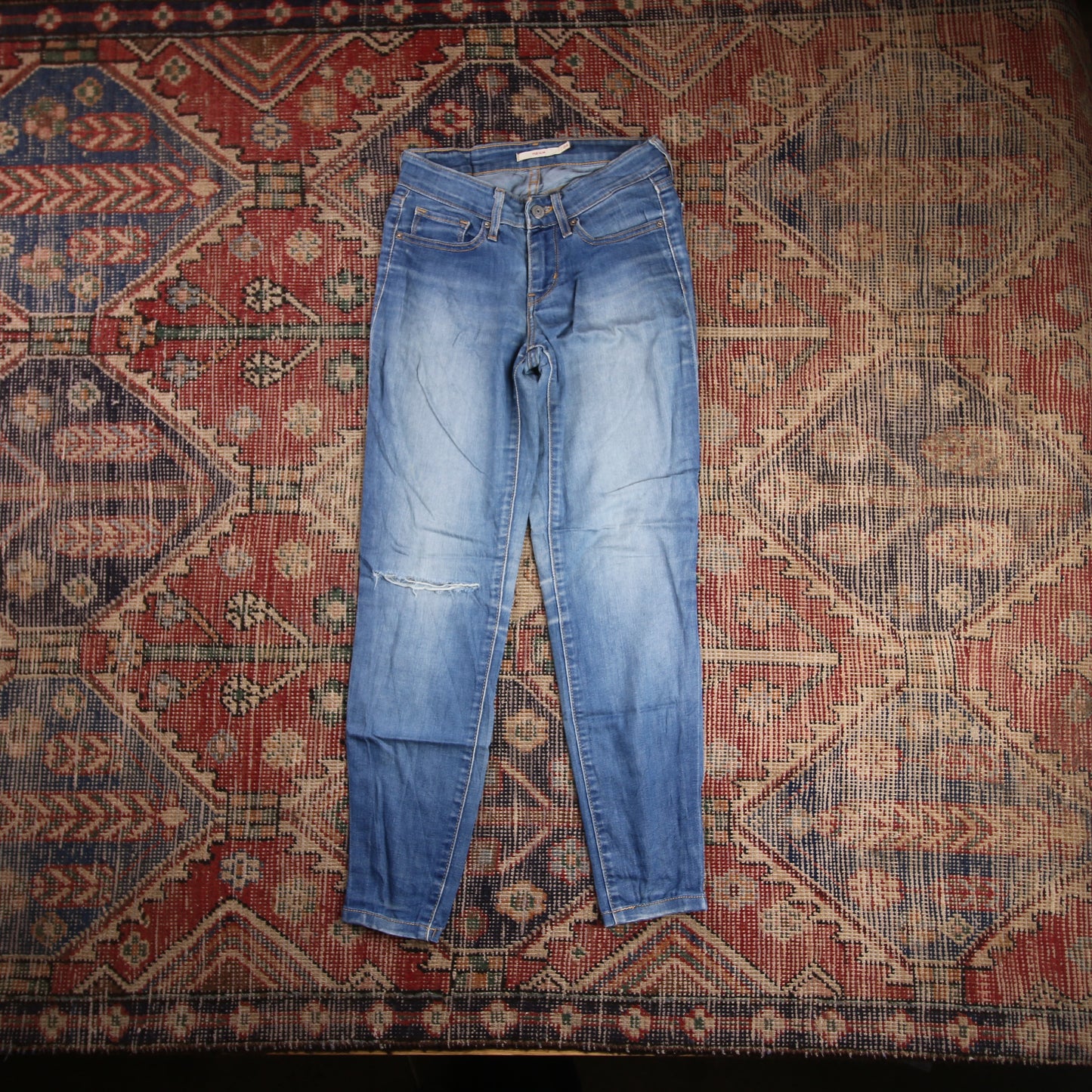 Levi's 712 W24 L26 Slim Fit Classic Ripped Style Blue Denim Jeans
