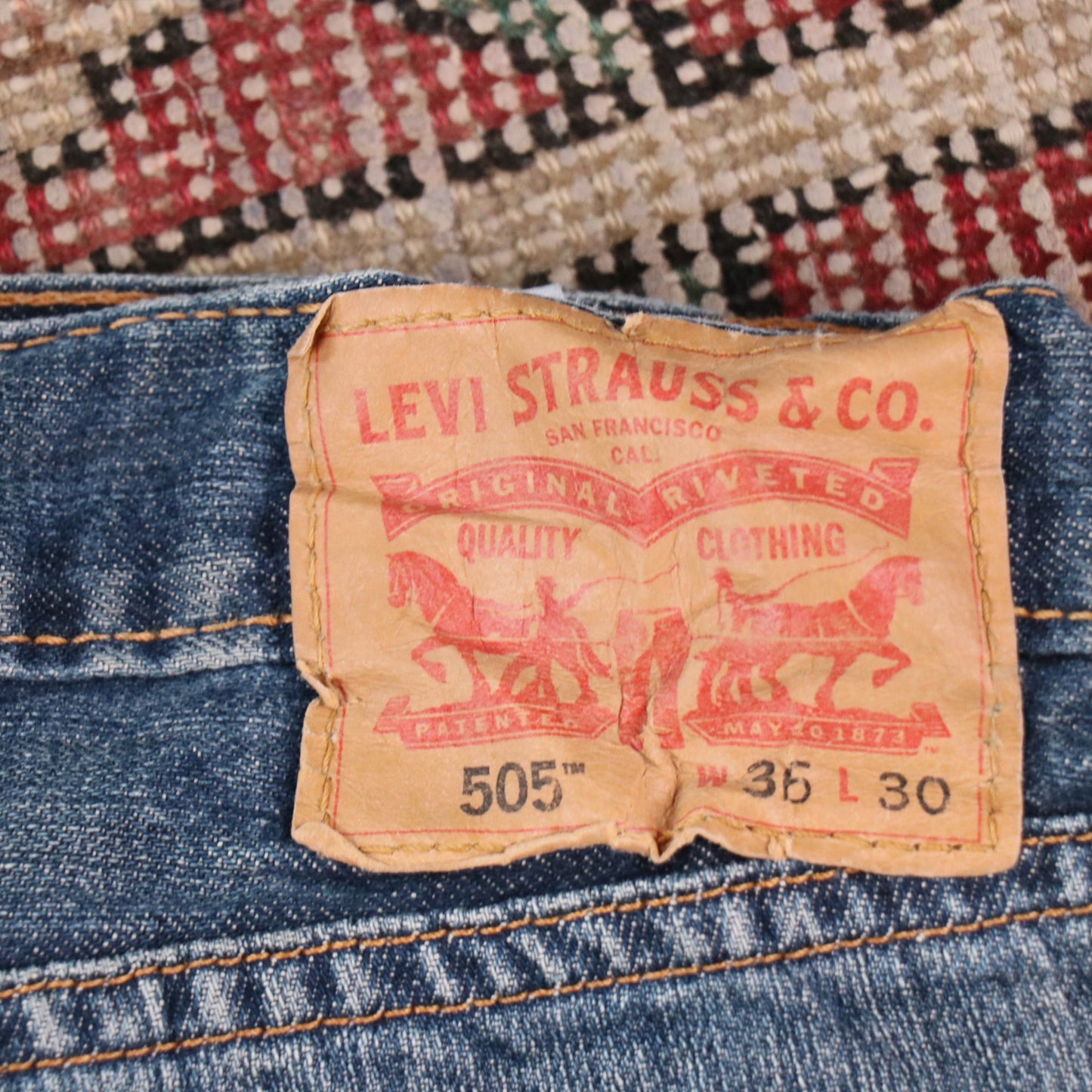 Levi's 505 W36 L30 Straight Leg Regular Fit Blue Denim Jeans