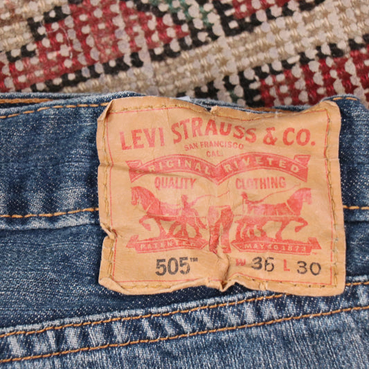 Levi's 505 W36 L30 Straight Leg Regular Fit Blue Denim Jeans